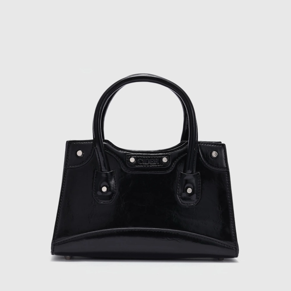 Cider Black Leather Mini Handbag